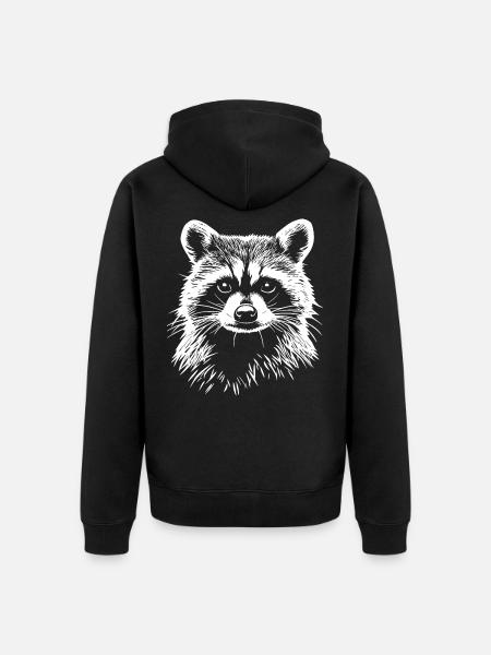 Raccoon - Unisex Premium Organic Zip Hoodie - black