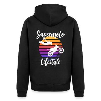 Moto Supermoto Biker Lifestyle - Veste à capuche bio Premium Unisexe - noir - Dos - Nico (187cm)