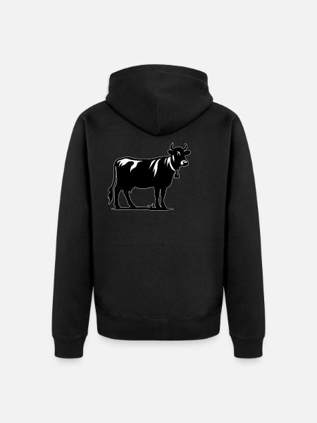 Cow Outline - Unisex Premium Organic Zip Hoodie - black