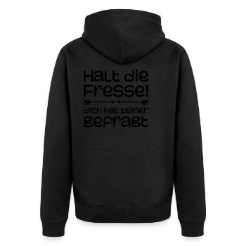 Tais-toi, personne ne t’a demandé | Comédie - Veste à capuche bio Premium Unisexe - noir - Dos - Nico (187cm)