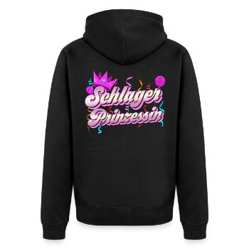 Schlager Prinzessin Schlagerfan Krone - Unisex Premium Bio Zip Hoodie - Schwarz - Hinten - Nico (187cm)