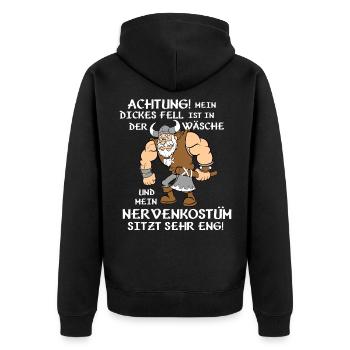 Mein dickes Fell ist in der Wäsche - Unisex Premium Bio Zip Hoodie - Schwarz - Hinten - Nico (187cm)