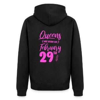 Leap Day Queen 29. Februar Geburtstag - Unisex Premium Bio Zip Hoodie - Schwarz - Hinten - Nico (187cm)