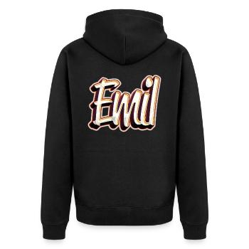 Emil Prénom Nom Graffiti Design - Veste à capuche bio Premium Unisexe - noir - Dos - Nico (187cm)