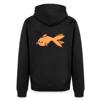 Goldfisch - Unisex Premium Bio Zip Hoodie - Schwarz - Hinten - Nico (187cm)