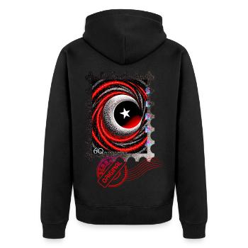 Turkey Stamp - Unisex Premium Bio Zip Hoodie - Schwarz - Hinten - Nico (187cm)