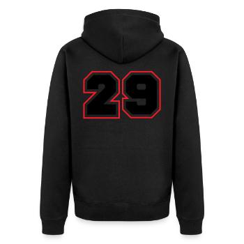 29 Zahl symbol - Unisex Premium Bio Zip Hoodie - Schwarz - Hinten - Nico (187cm)