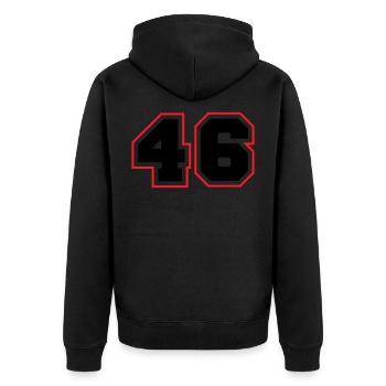 46 number symbol - Unisex Premium Organic Zip Hoodie - black - Back - Nico (187cm)
