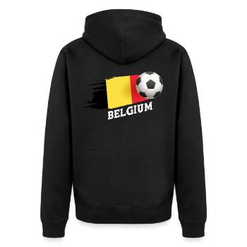 Belgien - Unisex Premium Bio Zip Hoodie - Schwarz - Hinten - Nico (187cm)