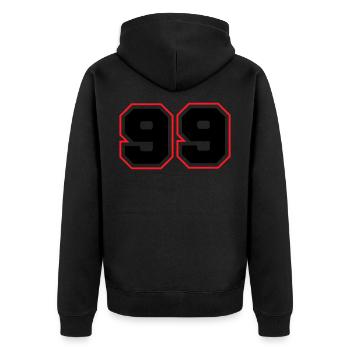 99 Number Symbol - Unisex Premium Organic Zip Hoodie - black - Back - Nico (187cm)