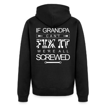 Best Grandpa. Opa. If grandpa cant fix it - Unisex Premium Bio Zip Hoodie - Schwarz - Hinten - Nico (187cm)