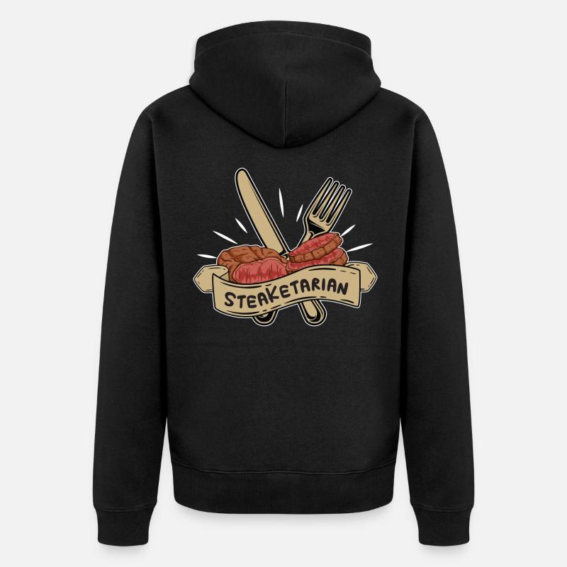 Steakatarian Steak Lover Anti Vegan - Veste à capuche bio Premium Unisexe - noir