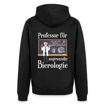Professor für Bierologie Bierbrauer Craft Beer - Unisex Premium Bio Zip Hoodie - Schwarz - Hinten - Nico (187cm)