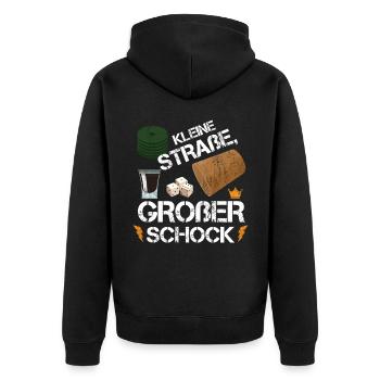 Kleine Straße Großer Schock Schocken Würfelspiel - Unisex Premium Bio Zip Hoodie - Schwarz - Hinten - Nico (187cm)