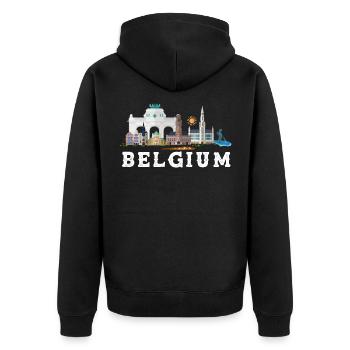 Belgien - Unisex Premium Bio Zip Hoodie - Schwarz - Hinten - Nico (187cm)