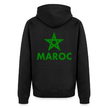 Marokko - Unisex Premium Bio Zip Hoodie - Schwarz - Hinten - Nico (187cm)