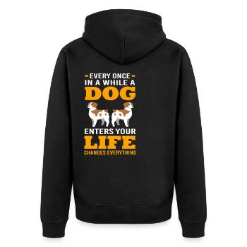 Chien Bretagne Chien Bretagne - Veste à capuche bio Premium Unisexe - noir - Dos - Nico (187cm)
