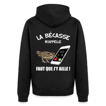 La bécasse m'appelle idée cadeau homme chasseur - Veste à capuche bio Premium Unisexe - noir - Dos - Nico (187cm)