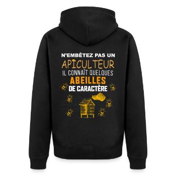 Apiculteur Abeille de caractere humour - Veste à capuche bio Premium Unisexe - noir - Dos - Nico (187cm)