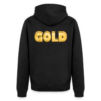 GOLD gold Gold Text Schrift Barren - Unisex Premium Bio Zip Hoodie - Schwarz - Hinten - Nico (187cm)