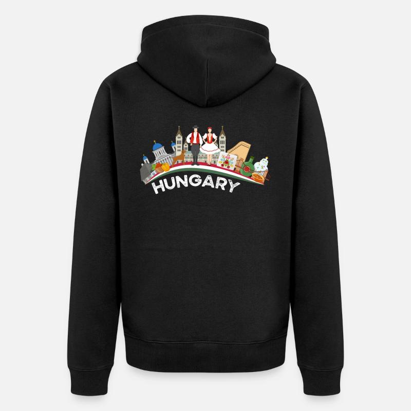 Ungarn - Unisex Premium Bio Zip Hoodie - Schwarz