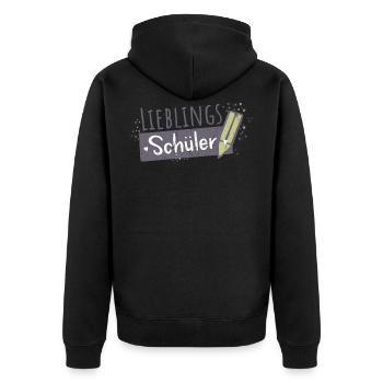 Lieblingsschüler Schule Lehrer Sprüche Geschenk - Unisex Premium Bio Zip Hoodie - Schwarz - Hinten - Nico (187cm)