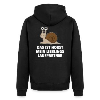 Joggen Laufen Marathon Renn Schnecke Fun Geschenk - Unisex Premium Bio Zip Hoodie - Schwarz - Hinten - Nico (187cm)