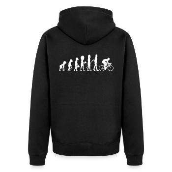 Fahrrad Rennrad Radrennen Evolution Rad Geschenk - Unisex Premium Bio Zip Hoodie - Schwarz - Hinten - Nico (187cm)