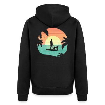Stand Up Paddling chien SUP mer mer mer cadeau - Veste à capuche bio Premium Unisexe - noir - Dos - Nico (187cm)
