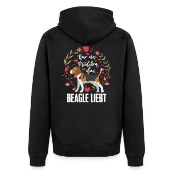 Beagle Ein Mädchen Das Beagle Liebt Hund Geschenk - Unisex Premium Bio Zip Hoodie - Schwarz - Hinten - Nico (187cm)