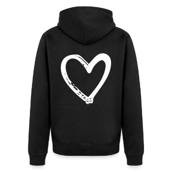 Weißes Herz - Unisex Premium Bio Zip Hoodie - Schwarz - Hinten - Nico (187cm)