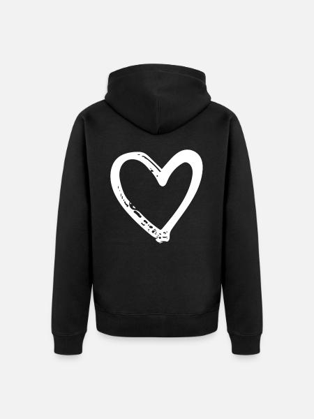 White Heart - Unisex Premium Organic Zip Hoodie - black