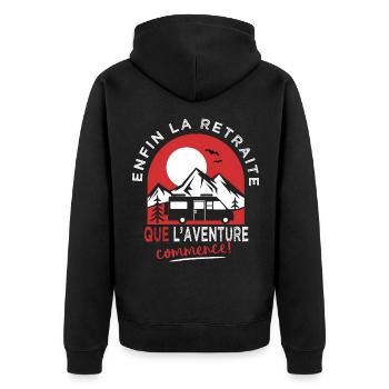 Enfin la Retraite camping car Humour retraité - Veste à capuche bio Premium Unisexe - noir - Dos - Nico (187cm)