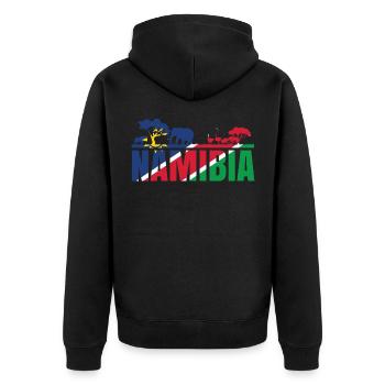 Namibia Afrika Shirt Geschenkidee - Unisex Premium Bio Zip Hoodie - Schwarz - Hinten - Nico (187cm)