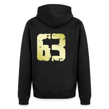 63 Nombre Vintage - Veste à capuche bio Premium Unisexe - noir - Dos - Nico (187cm)