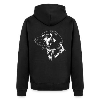 BAYERISCHER GEBIRGSSCHWEIßHUND Jagdhunde Wilsigns - Unisex Premium Bio Zip Hoodie - Schwarz - Hinten - Nico (187cm)