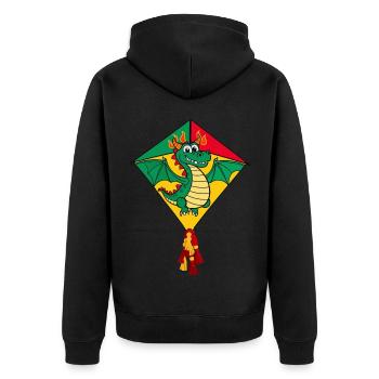 Süßer Flugdrachen - Unisex Premium Bio Zip Hoodie - Schwarz - Hinten - Nico (187cm)