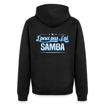 Samba - j'peux pas , j'ai Samba - Veste à capuche bio Premium Unisexe - noir - Dos - Nico (187cm)