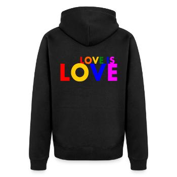 Love is love - Veste à capuche bio Premium Unisexe - noir - Dos - Nico (187cm)