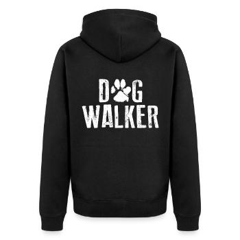 DOG WALKER Hundepfote Gassi Motto - Unisex Premium Bio Zip Hoodie - Schwarz - Hinten - Nico (187cm)