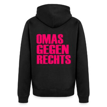 Omas gegen rechts - Unisex Premium Bio Zip Hoodie - Schwarz - Hinten - Nico (187cm)