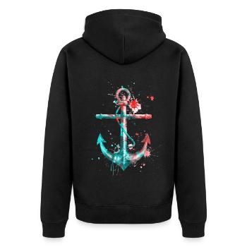 Ancre Aquarelle Splash Coloré Art Marin Marin - Veste à capuche bio Premium Unisexe - noir - Dos - Nico (187cm)