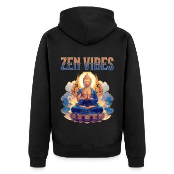 Buddha Buddhism Religion Spiritual Meditation - Unisex Premium Organic Zip Hoodie - black - Back - Nico (187cm)