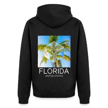 Florida USA Miami America Summer Palm Trees Beach - Unisex Premium Organic Zip Hoodie - black - Back - Nico (187cm)