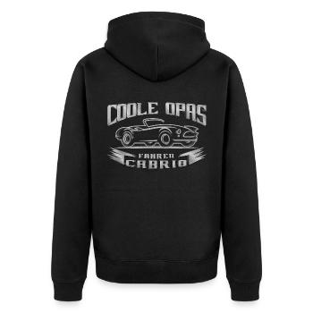 Coole Opas Cabrio - Unisex Premium Bio Zip Hoodie - Schwarz - Hinten - Nico (187cm)