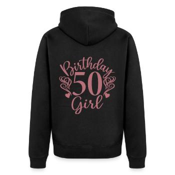 Cute Birthday 50 Girl - Fabulous At 50 - Women - Unisex Premium Organic Zip Hoodie - black - Back - Nico (187cm)