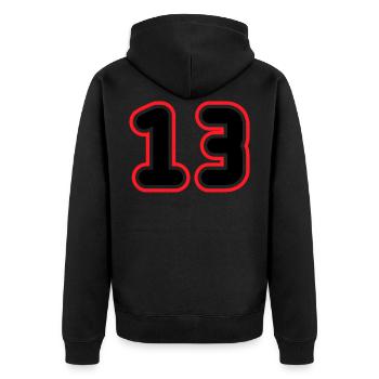 13 Numéro de numéro - Veste à capuche bio Premium Unisexe - noir - Dos - Nico (187cm)