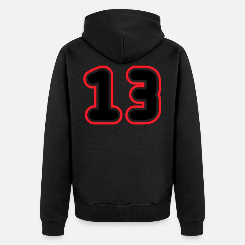 13 Numéro de numéro - Veste à capuche bio Premium Unisexe - noir