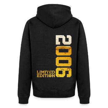 20E ANNIVERSAIRE DE BIÈRE ÉDITION LIMITÉE 2006 - Veste à capuche bio Premium Unisexe - noir - Dos - Nico (187cm)