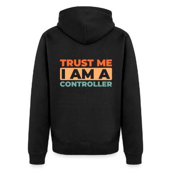 Controller - Unisex Premium Organic Zip Hoodie - black - Back - Nico (187cm)